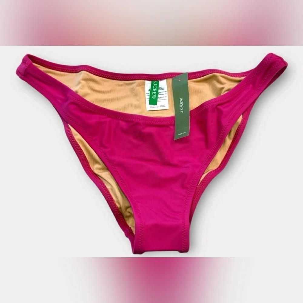 J. Crew High Leg Bikini Bottom Cruisewear Resort Fuchsia Pink New - Picture 7 of 8